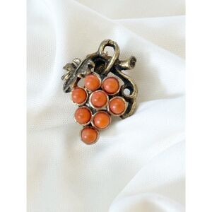 Faux Coral Grape Cluster Scatter Pin